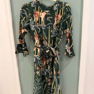 Ann Taylor Green Patterned Dress